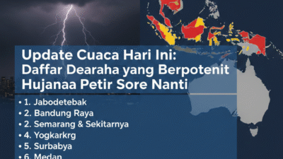 Update Cuaca Hari Ini: Daftar Daerah yang Berpotensi Hujan Petir Sore Nanti